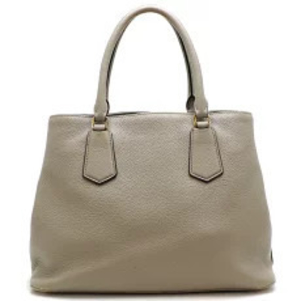 Prada Handbag Leather Greige Gray
